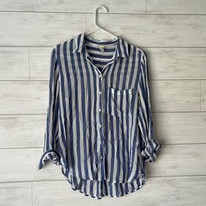 Blue White Striped Lightweight Button Down